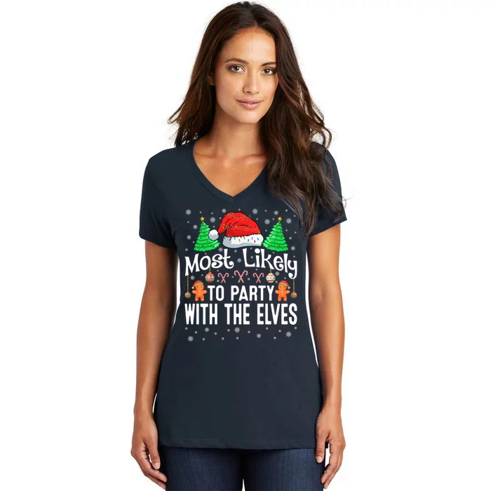 Most Likely To Party Christmas Matching Women's V-Neck T-Shirt