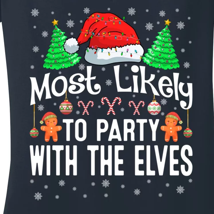 Most Likely To Party Christmas Matching Women's V-Neck T-Shirt