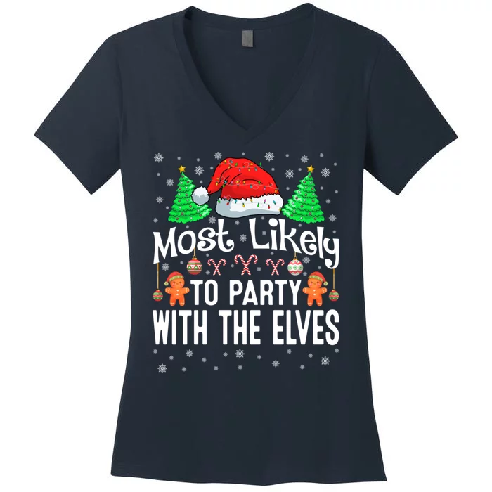 Most Likely To Party Christmas Matching Women's V-Neck T-Shirt