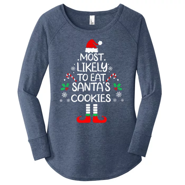 Most Likely To Eat Santas Cookies Christmas Family Matching Women's Perfect Tri Tunic Long Sleeve Shirt