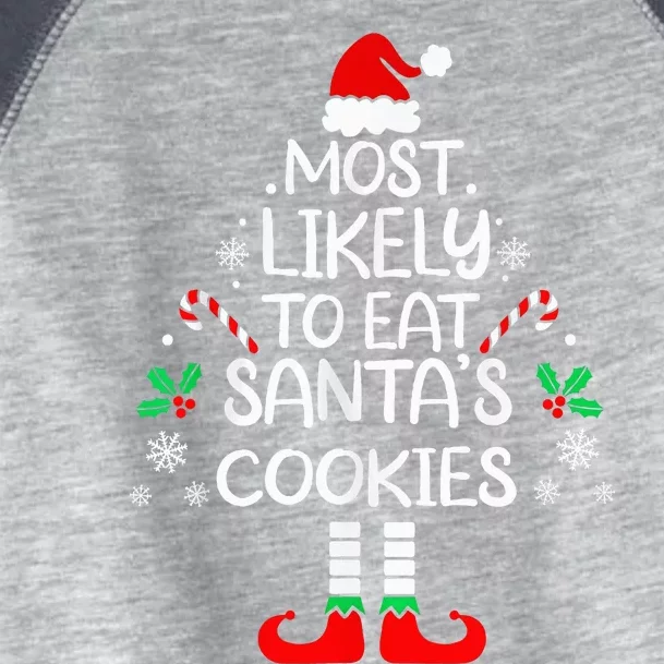 Most Likely To Eat Santas Cookies Christmas Family Matching Toddler Fine Jersey T-Shirt