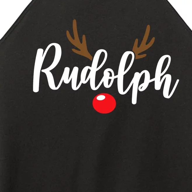 Most Likely To Try Ride Rudolph Funny Couples Christmas Women’s Perfect Tri Rocker Tank