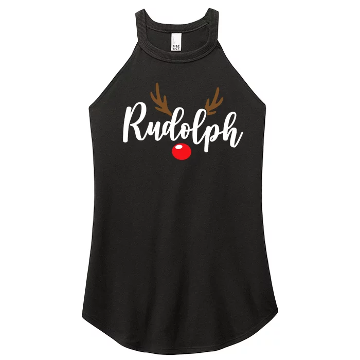 Most Likely To Try Ride Rudolph Funny Couples Christmas Women’s Perfect Tri Rocker Tank