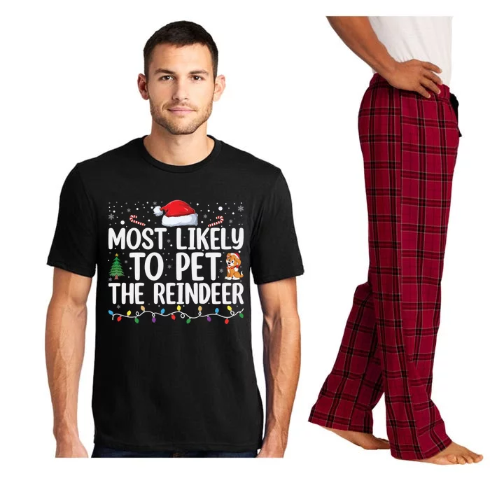 Most Likely To Pet The Reindeer Family Matching Xmas Pajama Set