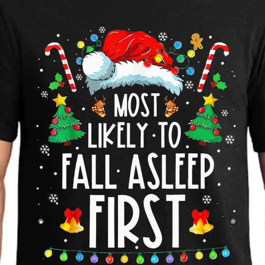 Most Likely To Fall Asleep First Xmas Family Pajama Set