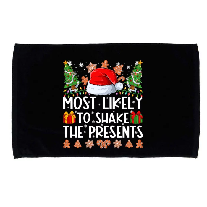 Most Likely To Shake The Presents Christmas Shirts For Family Microfiber Hand Towel