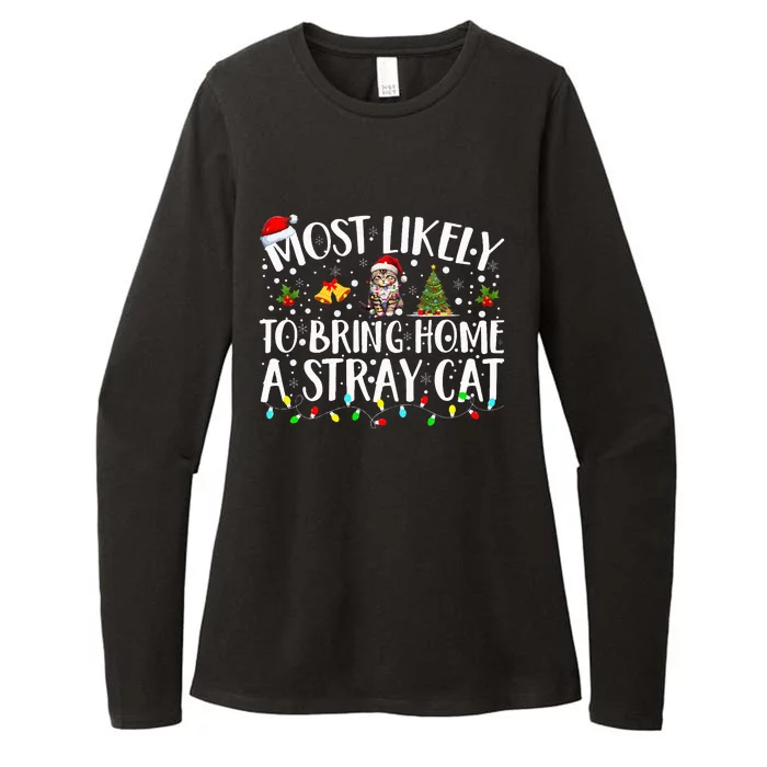 Most Likely To Bring Home A Stray Cat Matching Christmas Womens CVC Long Sleeve Shirt