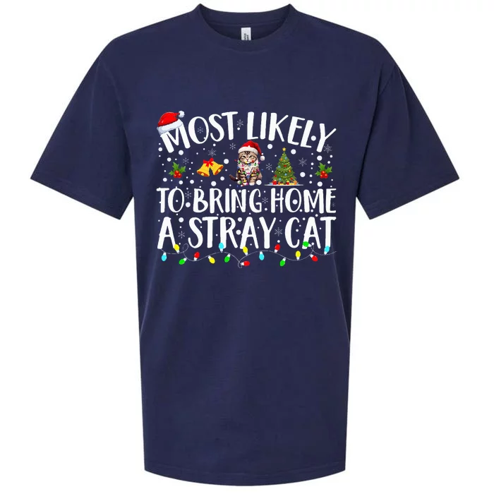 Most Likely To Bring Home A Stray Cat Matching Christmas Sueded Cloud Jersey T-Shirt