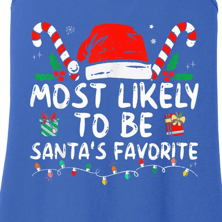 Most Likely To Christmas Be Santa's Favorite Matching Family Ladies Essential Tank