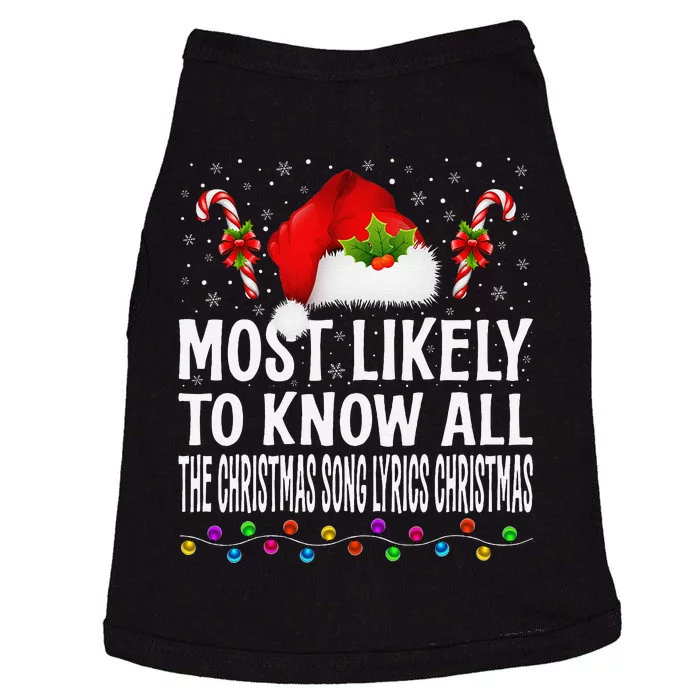 Most Likely To Know All The Christmas Song Lyrics Christmas Doggie Tank