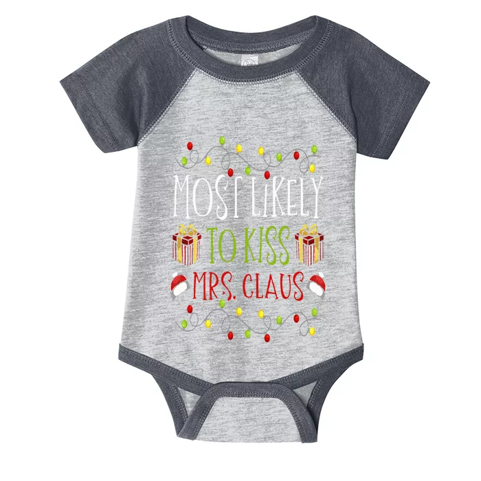 Most Likely to Mrs. Claus Christmas Yuletide Joke Infant Baby Jersey Bodysuit