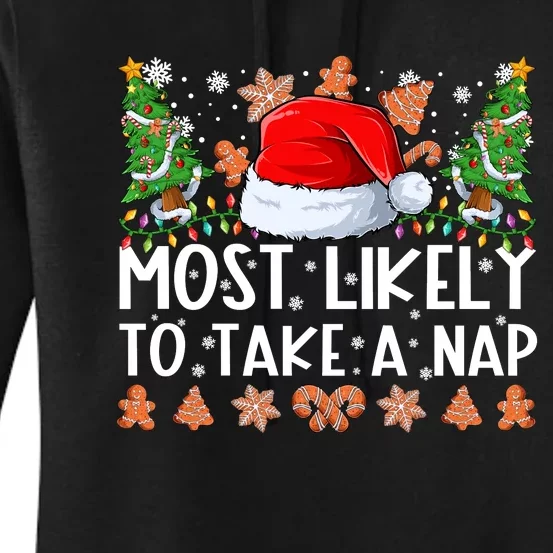 Most Likely To Take A Nap Christmas Shirts For Family Women's Pullover Hoodie