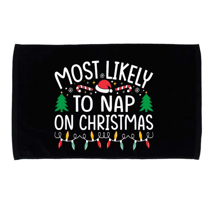 Most Likely To Nap On Christmas Family Christmas Pajamas Microfiber Hand Towel