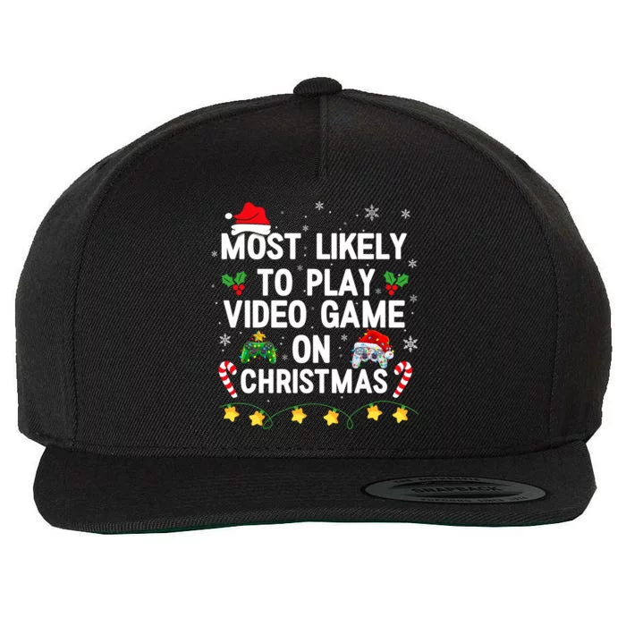 Most Likely To Play Video Games On Gaming Christmas Gift Wool Snapback Cap