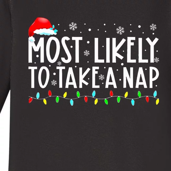 Most Likely To Take A Nap Christmas Vacation Baby Long Sleeve Bodysuit