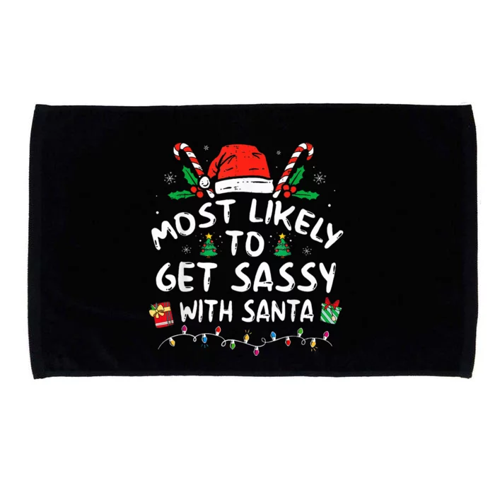 Most Likely To Get Sassy with Santa Funny Family Christmas Microfiber Hand Towel