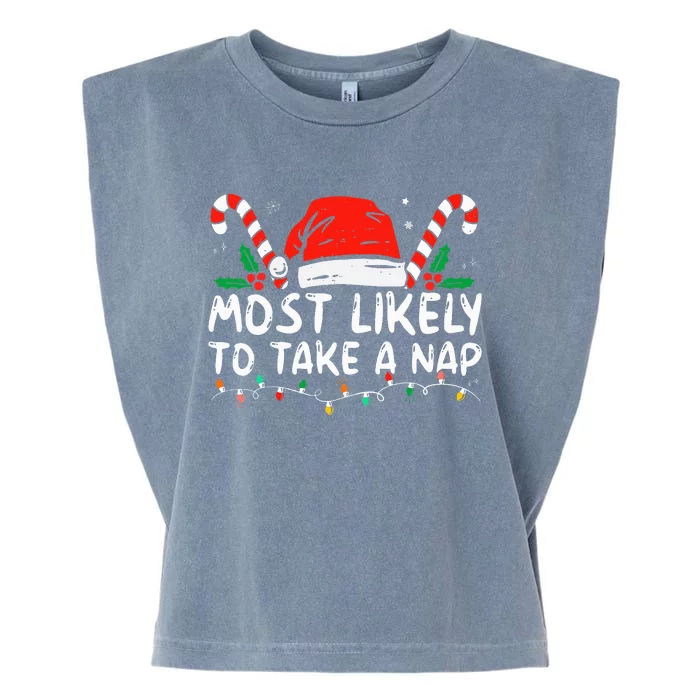 Most Likely To Take A Nap Family Matching Christmas Garment-Dyed Women's Muscle Tee