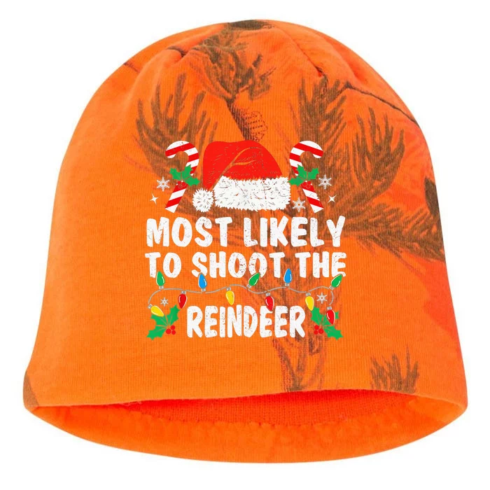 Most Likely To Shoot The Reindeer Family Matching Christmas Kati - Camo Knit Beanie