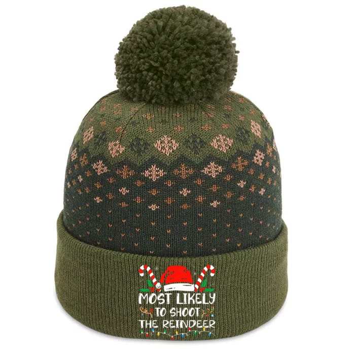 Most Likely To Shoot The Reindeer Family Christmas Holiday The Baniff Cuffed Pom Beanie