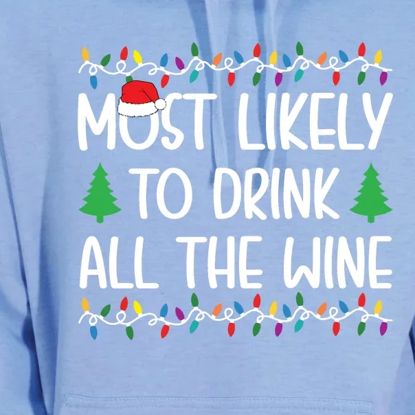 Most Likely To Drink All The Wine Christmas Shirts For Family Unisex Surf Hoodie