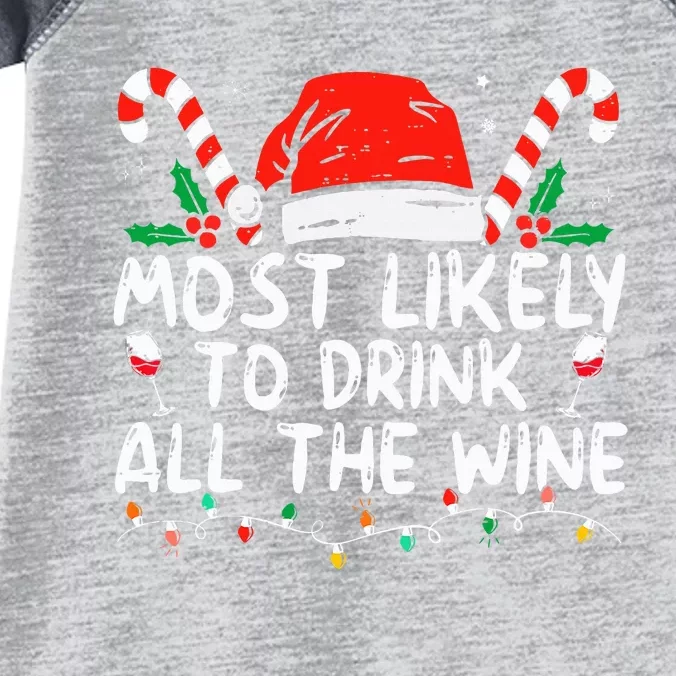 Most Likely To Drink All The Wine Family Matching Christmas Infant Baby Jersey Bodysuit