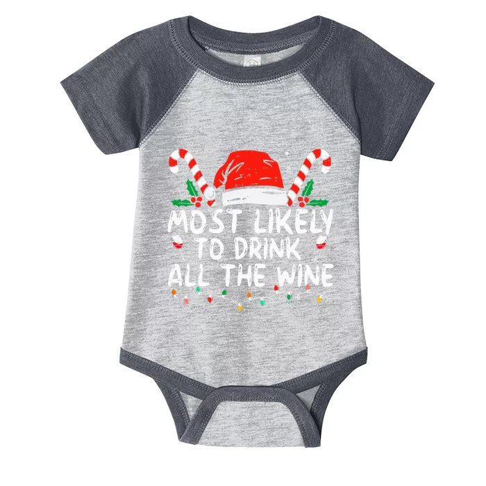 Most Likely To Drink All The Wine Family Matching Christmas Infant Baby Jersey Bodysuit