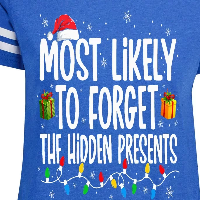 Most Likely To Forget The Hidden Presents Family Christmas Enza Ladies Jersey Football T-Shirt