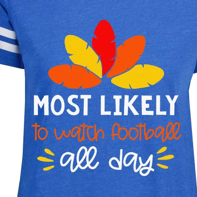 Most Likely To Matching Family Thanksgiving Pajamas Enza Ladies Jersey Football T-Shirt