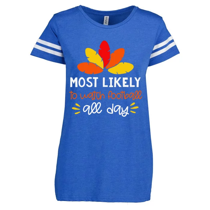 Most Likely To Matching Family Thanksgiving Pajamas Enza Ladies Jersey Football T-Shirt