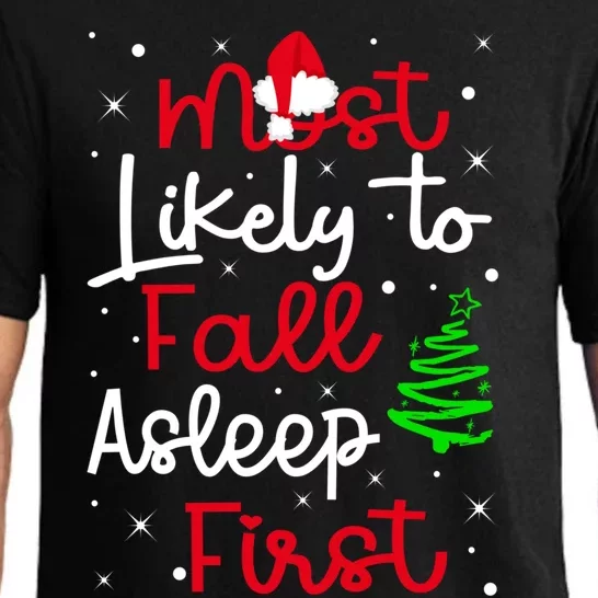 Most Likely To Fall Asleep First Family Matching Christmas Funny Gift Pajama Set