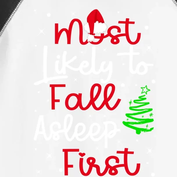 Most Likely To Fall Asleep First Family Matching Christmas Funny Gift Toddler Fine Jersey T-Shirt