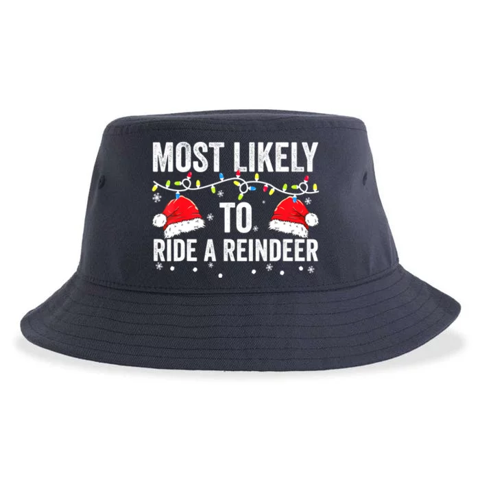 Most Likely To Ride The Reindeer Matching Family Christmas Sustainable Bucket Hat