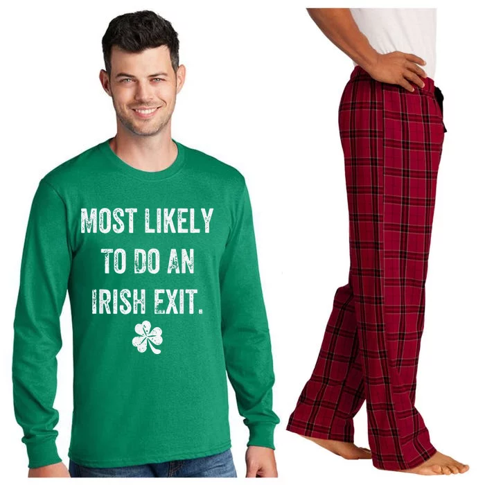 Most Likely To Do An Irish Exit Funny St Patrick Day Long Sleeve Pajama Set