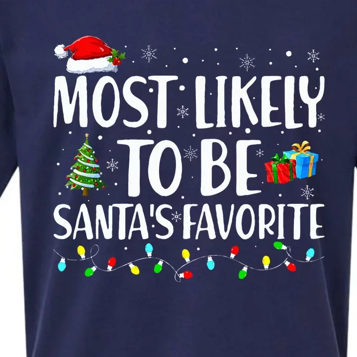 Most Likely To Be Santa's Favorite Christmas Family Matching Sueded Cloud Jersey T-Shirt