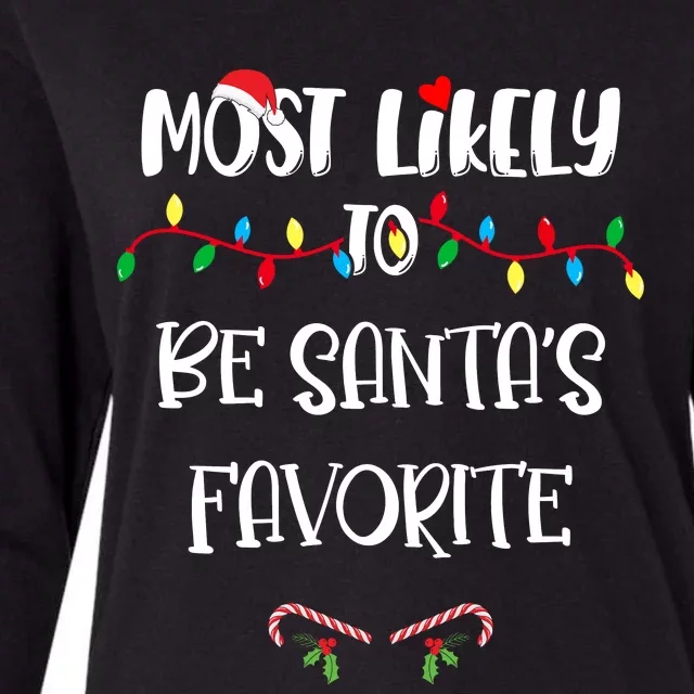 Most Likely To Be Santa’S Favorite Christmas Shirts For Family Womens Cotton Relaxed Long Sleeve T-Shirt