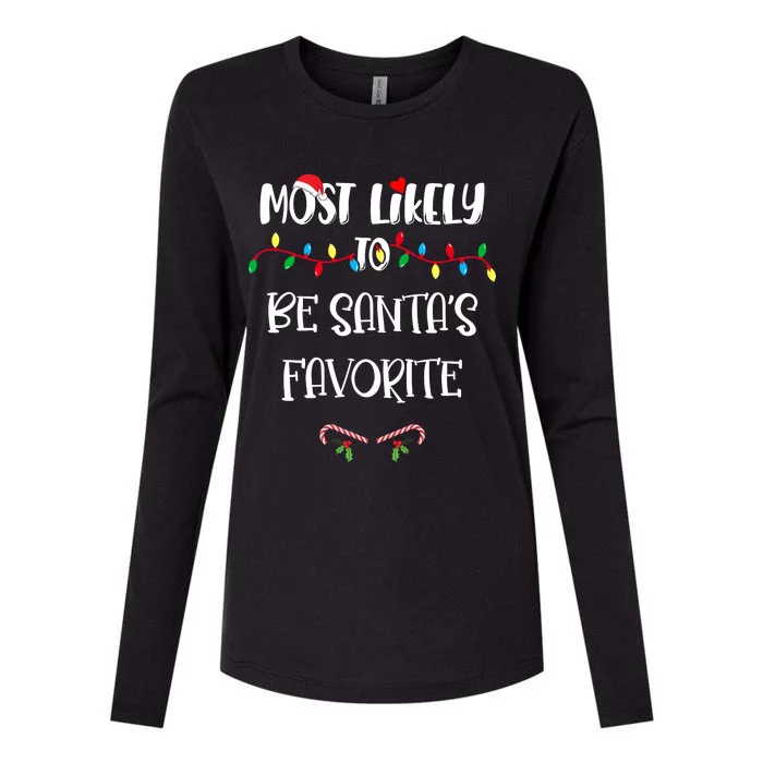 Most Likely To Be Santa’S Favorite Christmas Shirts For Family Womens Cotton Relaxed Long Sleeve T-Shirt