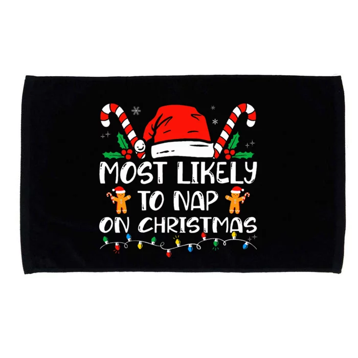 Most Likely To Nap On Christmas Funny Family Christmas Microfiber Hand Towel