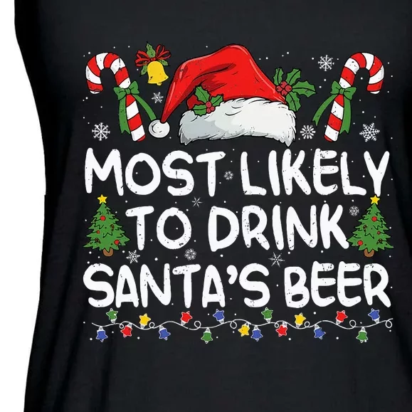 Most Likely To Drink SantaS Beer Matching Christmas Ladies Essential Flowy Tank