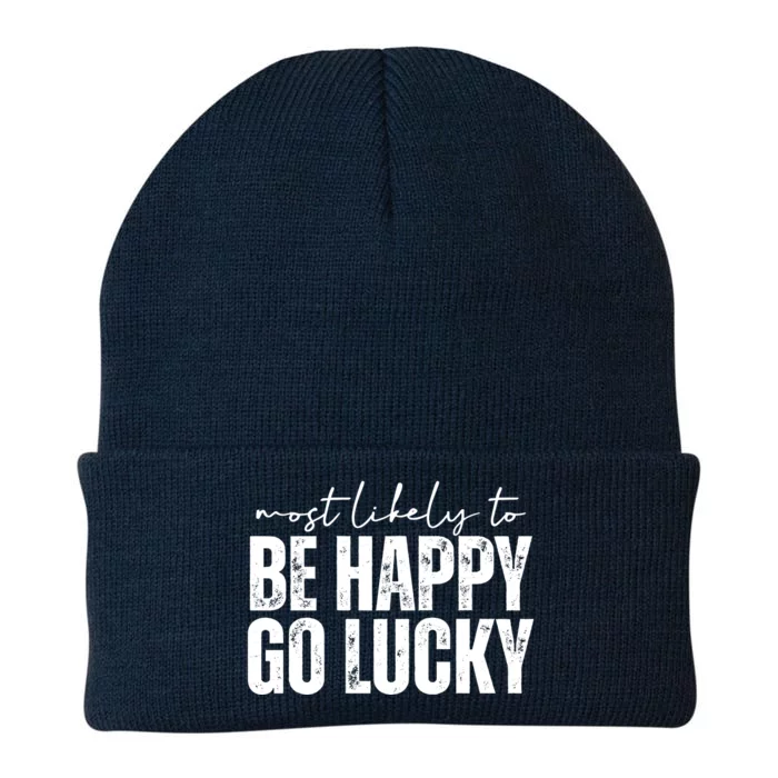 Most Likely To Be Happy Go Lucky St Patricks Day Knit Cap Winter Beanie