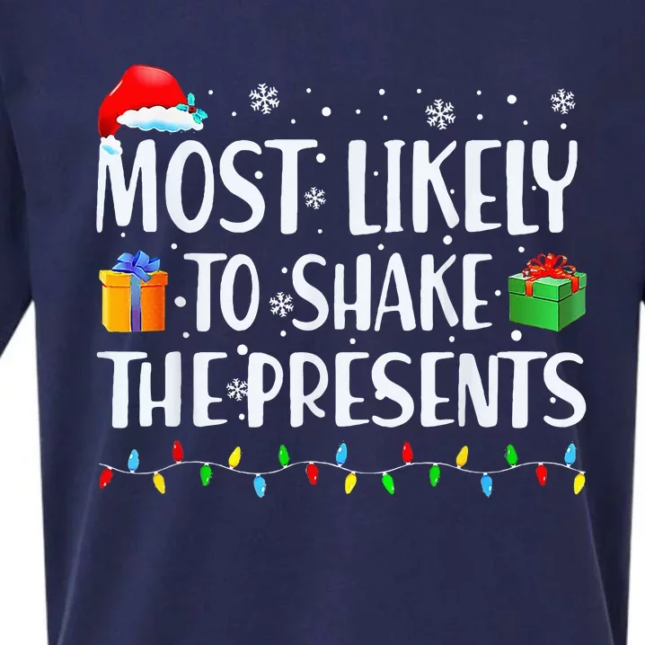 Most Likely To Shake The Presents Christmas Family Matching Sueded Cloud Jersey T-Shirt