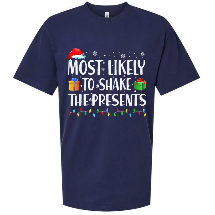 Most Likely To Shake The Presents Christmas Family Matching Sueded Cloud Jersey T-Shirt