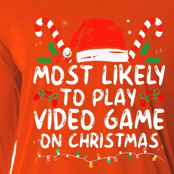 Most Likely To Play Video Game On Christmas Santa Gaming Cooling Performance Long Sleeve Crew