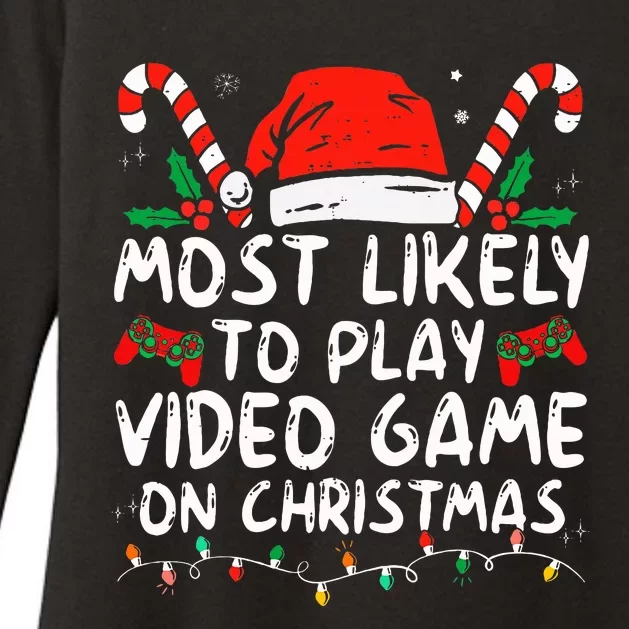 Most Likely To Play Video Game On Christmas Santa Gaming Womens CVC Long Sleeve Shirt