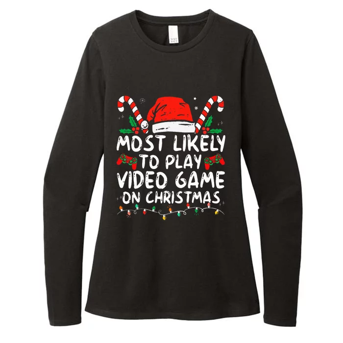 Most Likely To Play Video Game On Christmas Santa Gaming Womens CVC Long Sleeve Shirt