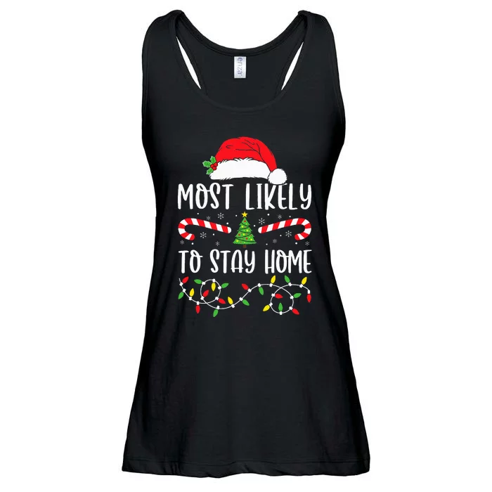 most likely to stay home christmas matching family pajamas Ladies Essential Flowy Tank