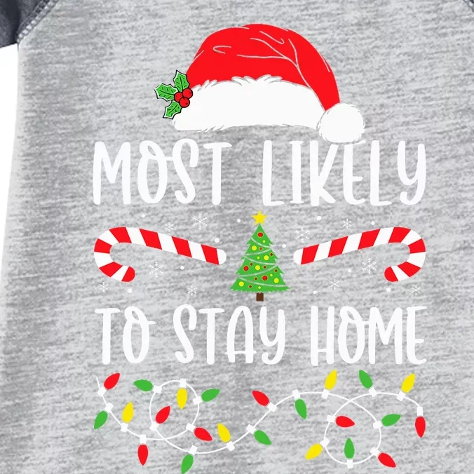 most likely to stay home christmas matching family pajamas Infant Baby Jersey Bodysuit