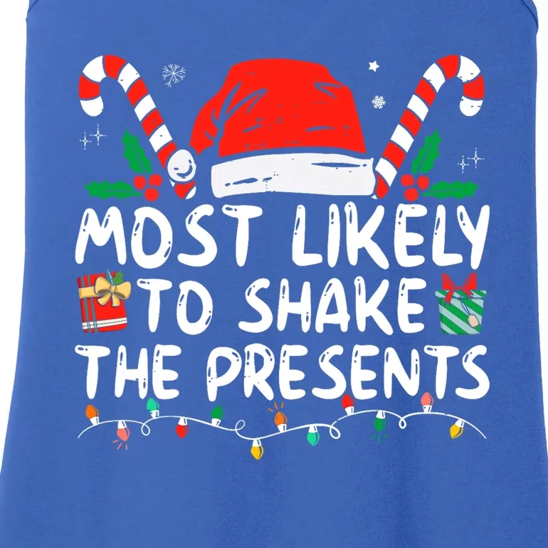 Most Likely To Shake The Presents Family Matching Christmas Ladies Essential Tank