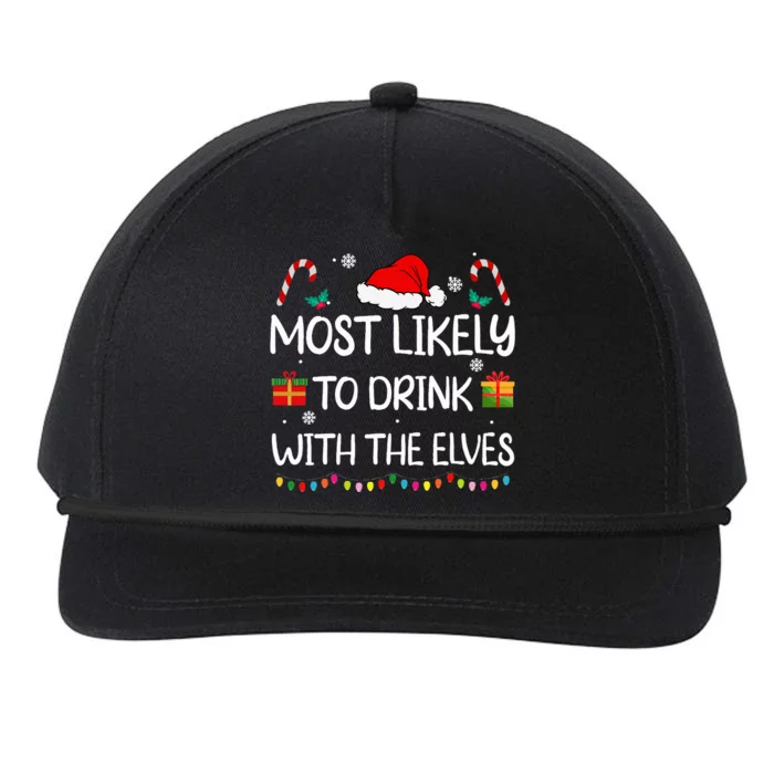 Most Likely to Drink With The Elves elf family Christmas Snapback Five-Panel Rope Hat