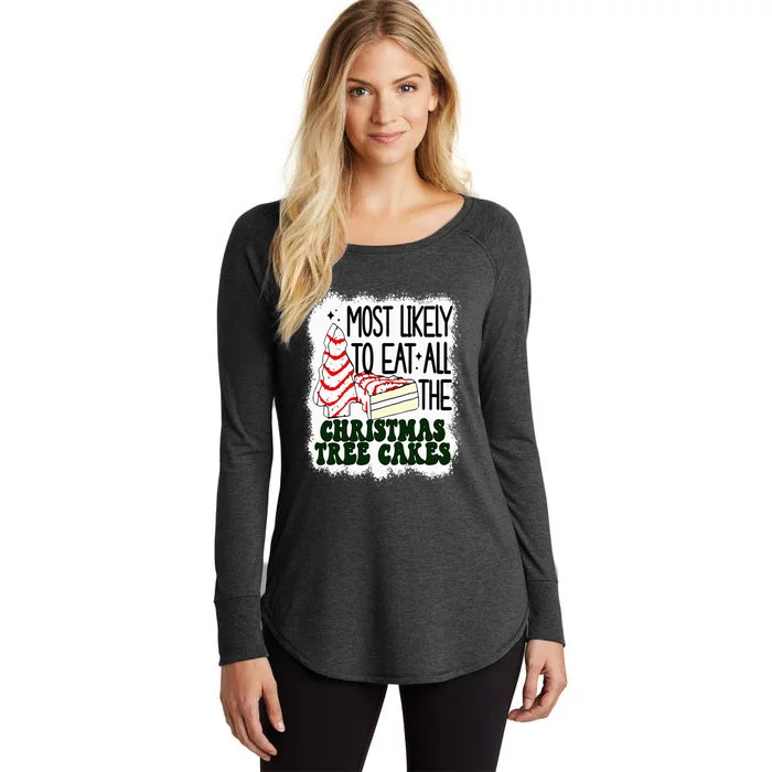 Most likely to eat all the christmas tree cake debbie tree Women's Perfect Tri Tunic Long Sleeve Shirt