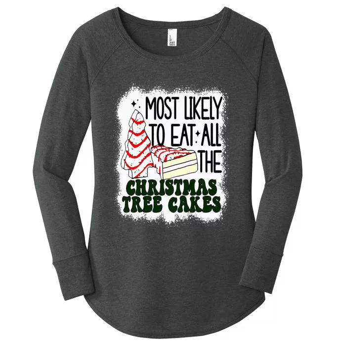 Most likely to eat all the christmas tree cake debbie tree Women's Perfect Tri Tunic Long Sleeve Shirt